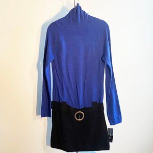 NWT Cobalt Blue and Black Alfani Mod Colorblock Dress, Perfect Condition